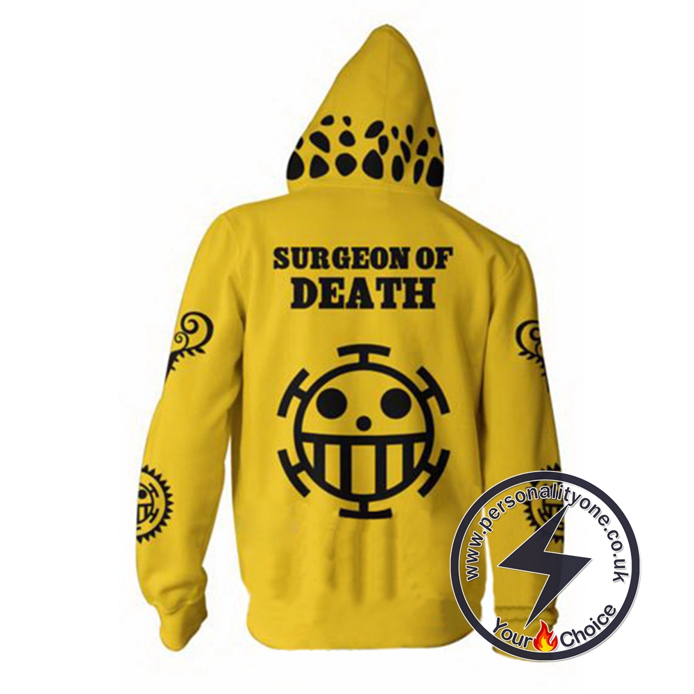 One Piece Trafalgar Law Yellow Zip Up Hoodie Jacket